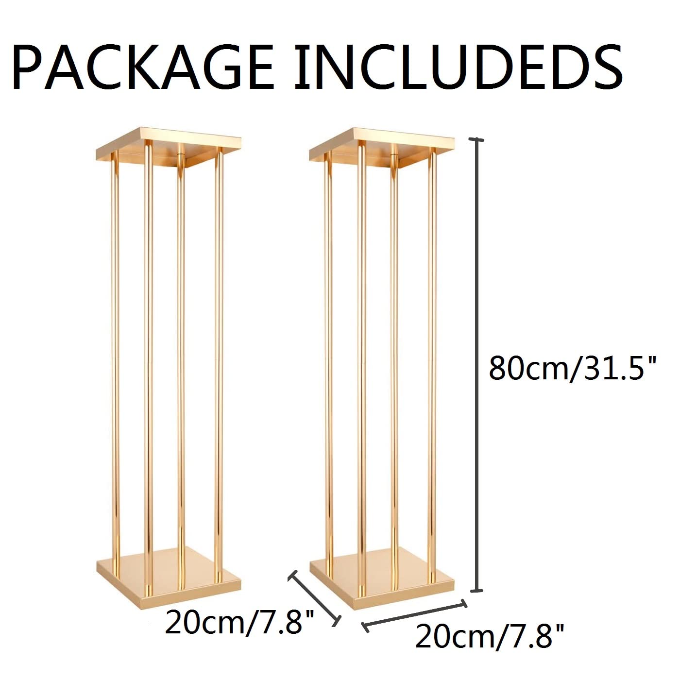 Geometric Gold Vases for Wedding Centerpieces - 31.5" Artificial Flower Display Stands, Set of 2 Elegant Flower Racks for Wedding Christmas Carnival Party Dinner Event Home Decor