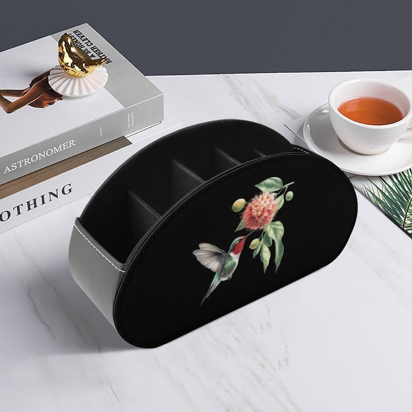 Hummingbird Remote Control Holder with 5 Compartments Caddy Desktop Organizer for Home Office