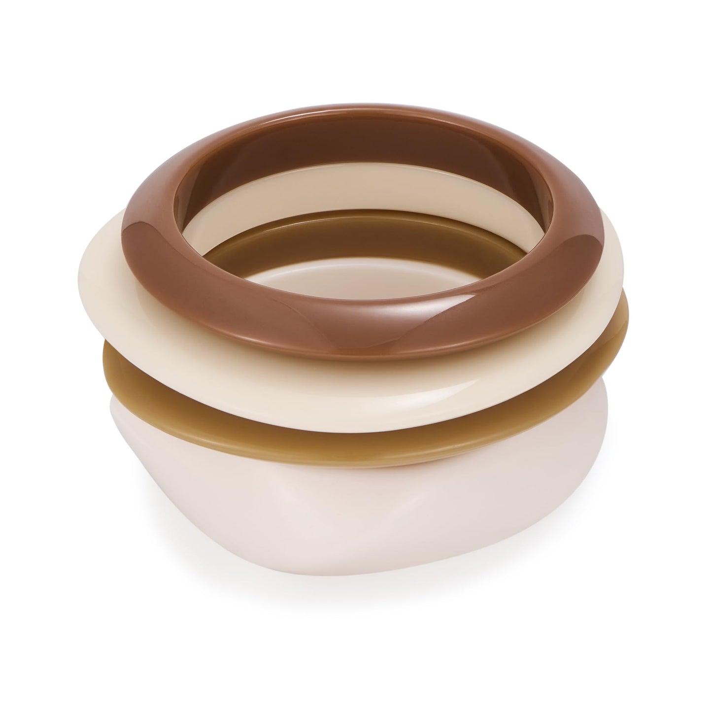 ENSKEFEN 4PCS Acrylic Resin Bangles Bracelets Set for Women Trendy Vintage White Brown Acrylic Bangle Stackable Irregular Geometric Resin Bracelet