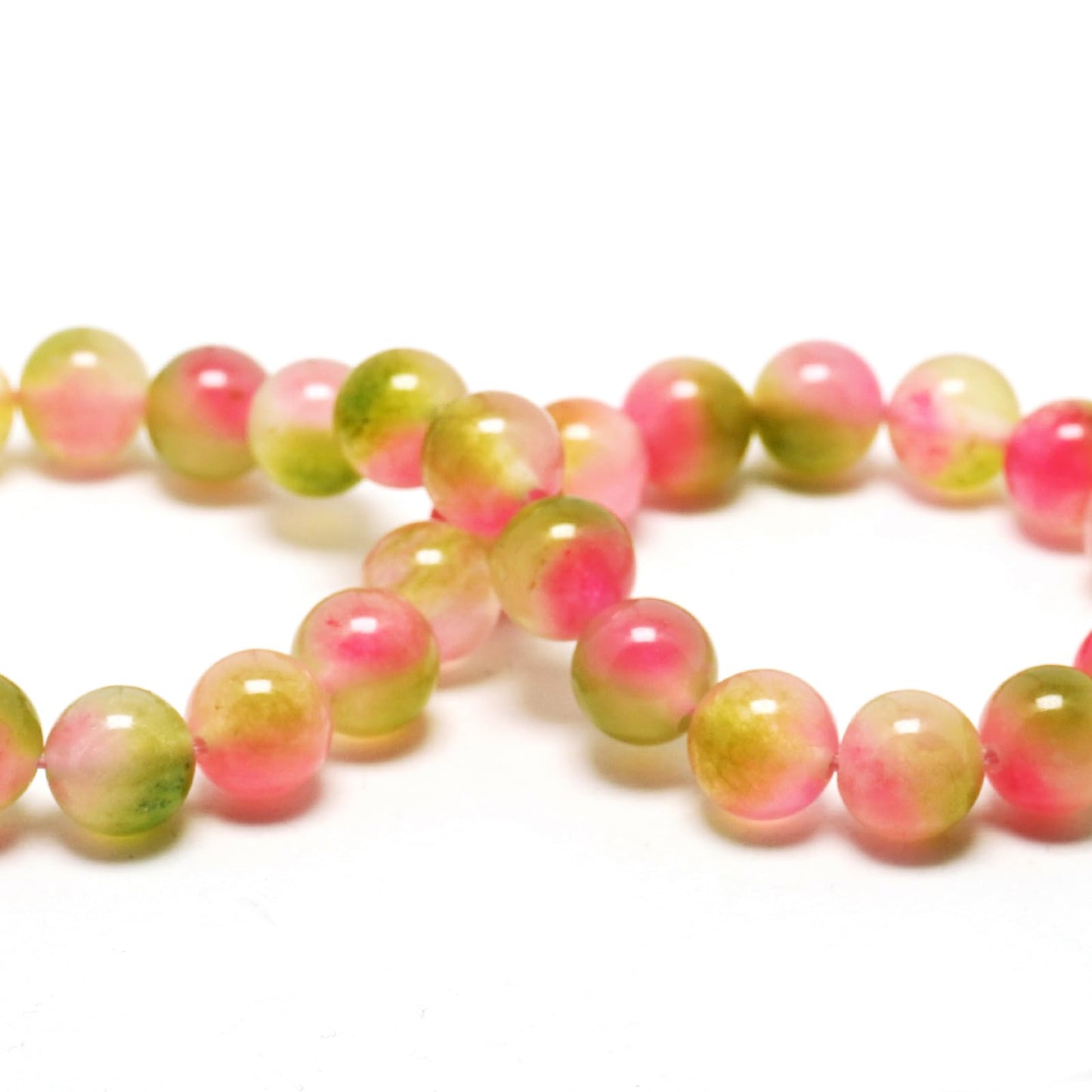 DIQIO Jade Stone Beads for Jewelry Making - 6mm Gemstone Round Loose Beads for Bracelets(58-60pcs, Pink Cloudy Jade)
