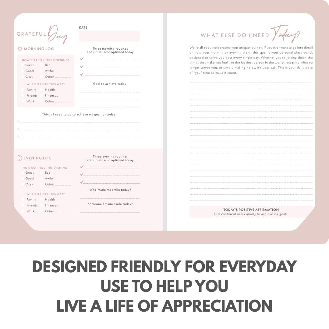 Shine Sparkle Slay Gratitude Journal for a Fresh Start | New Year Daily Reflection Practice, Undated 90-Day Journal with Unique Daily Affirmations, 250+ pages, Undated Planner Gifts A5
