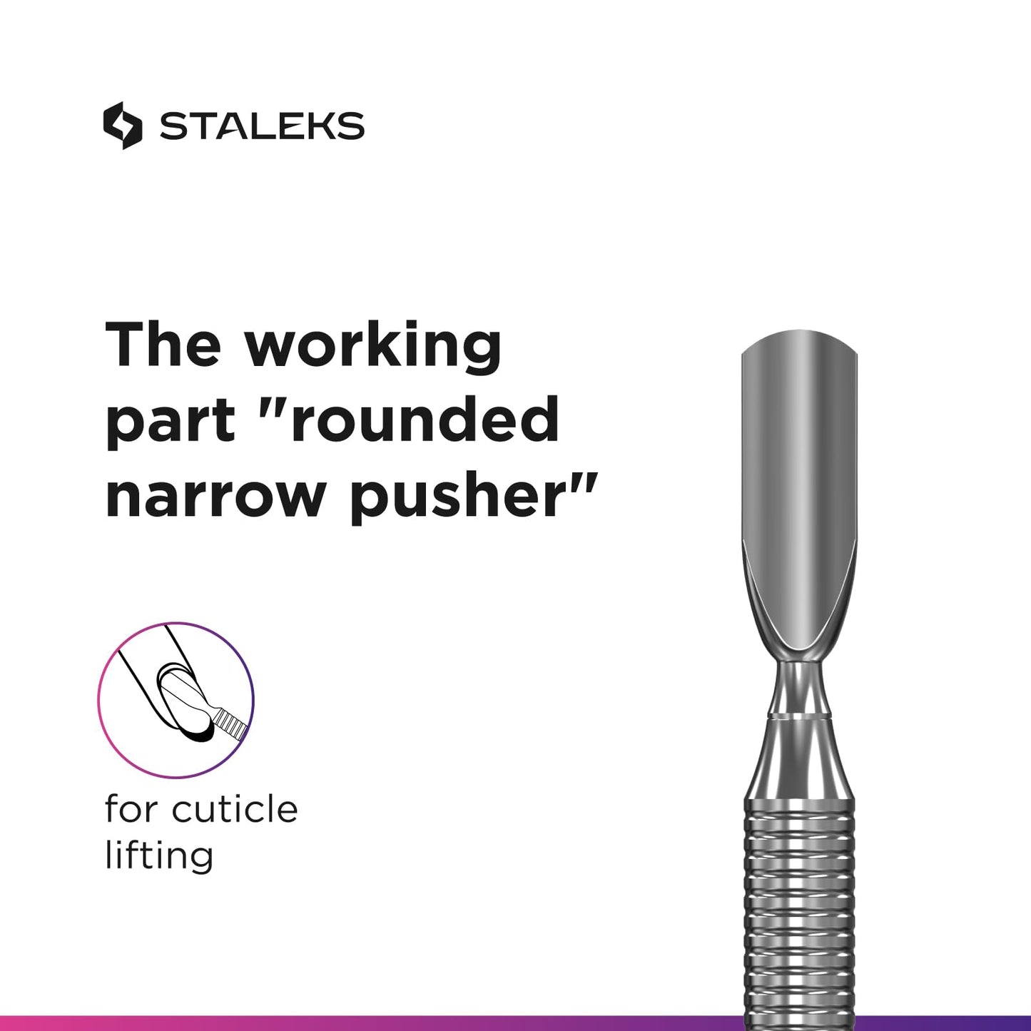 Staleks Pro Manicure Pusher Expert 30 Type 1 – Dual-Ended Rounded Pusher – Stainless Steel – Professional Cuticle Tool