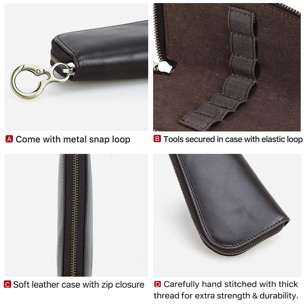 CONTACTS Full Grain Leather Manicure Set Case Travel Nail Clipper Pouch Empty for Men Personal Tools Pouch by Handmade (Case Only)