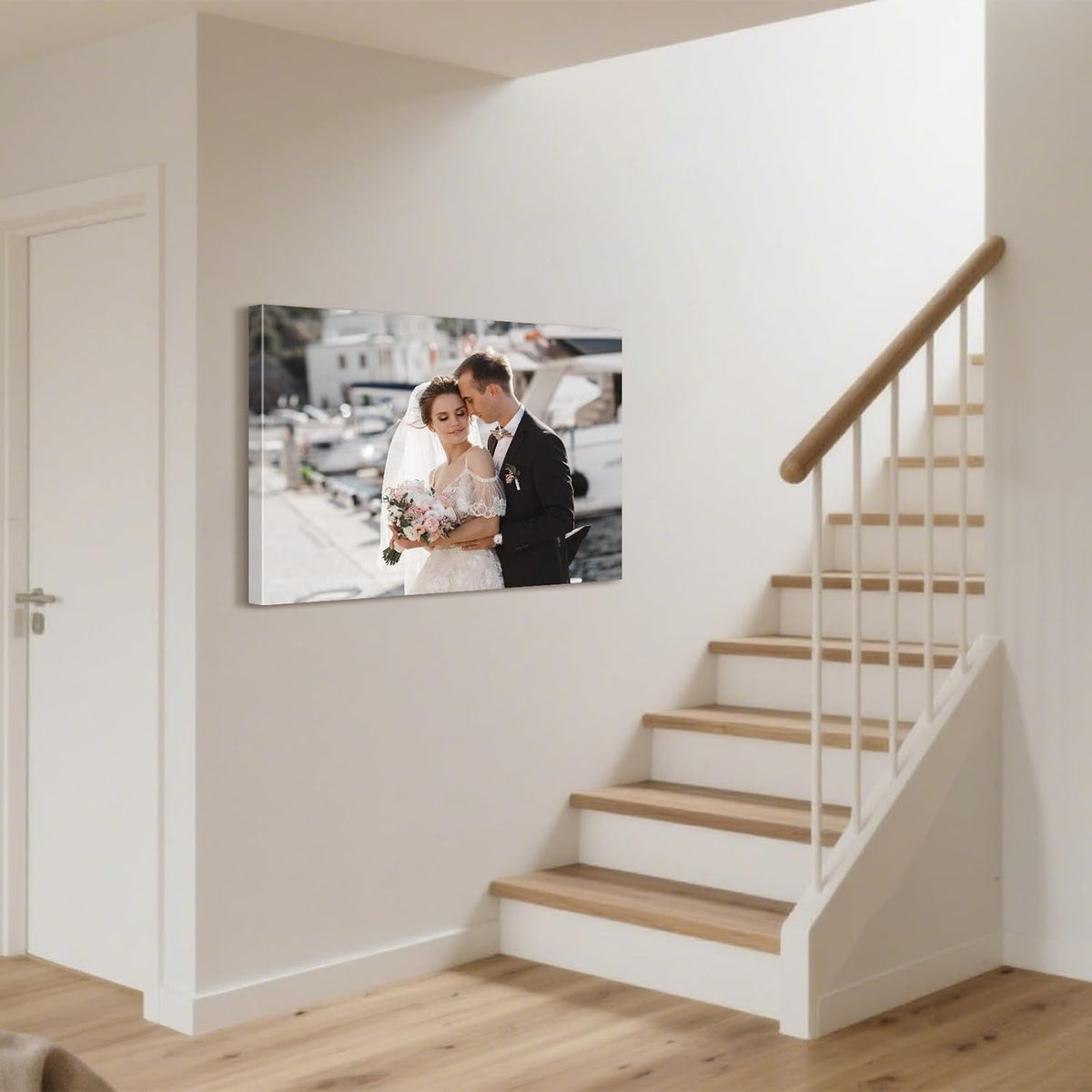 Personalized Custom Canvas Prints with Your Photos & Text, Customized Picture Print, Transform Own Images Into Framed Wall Art Digitally Printed Photo to Canvas, Keepsakes Gifts for Family 24x18’’