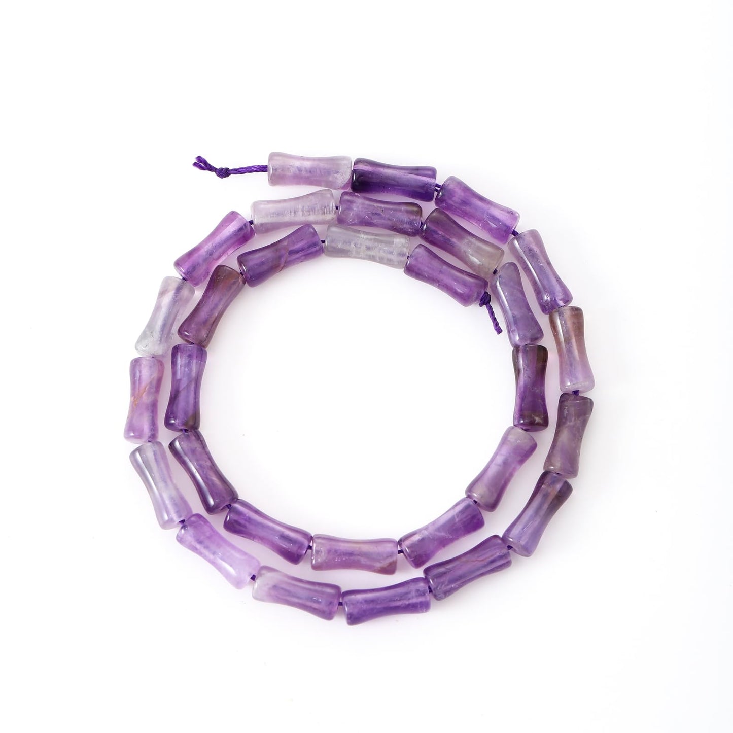 5x12mm Natural Amethyst Stone Bamboo Shape Gem Healing Energy Loose Spacer Beads for DIY Necklace Bracelet Earring
