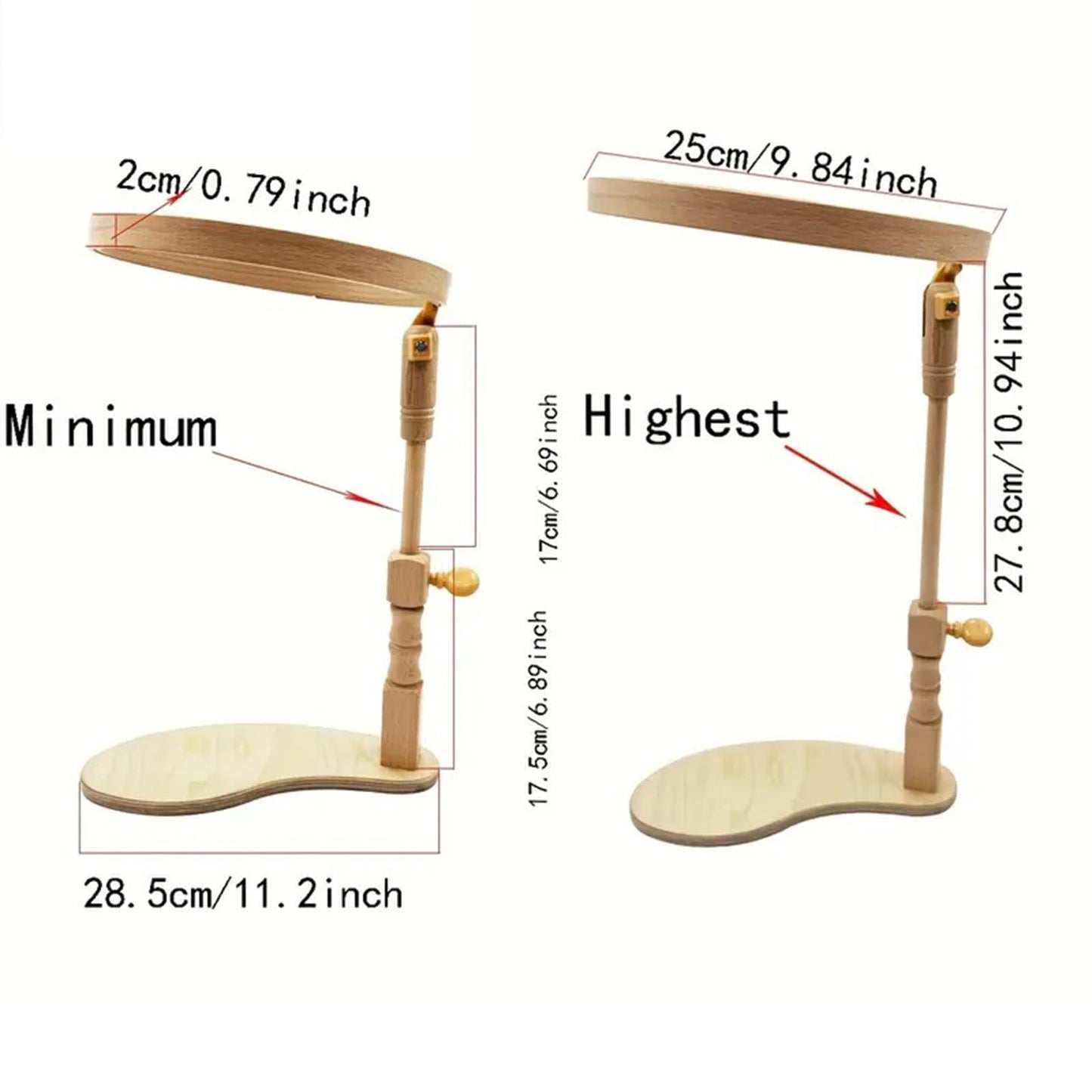 Huacan Adjustable Embroidery Hoop Stand Cross Stitch Stand Lap, Beech Wood Embroidery Hoop Holder Frame, Rotated Needlepoint Frame Stand for Art Craft Sewing Needlework Projects