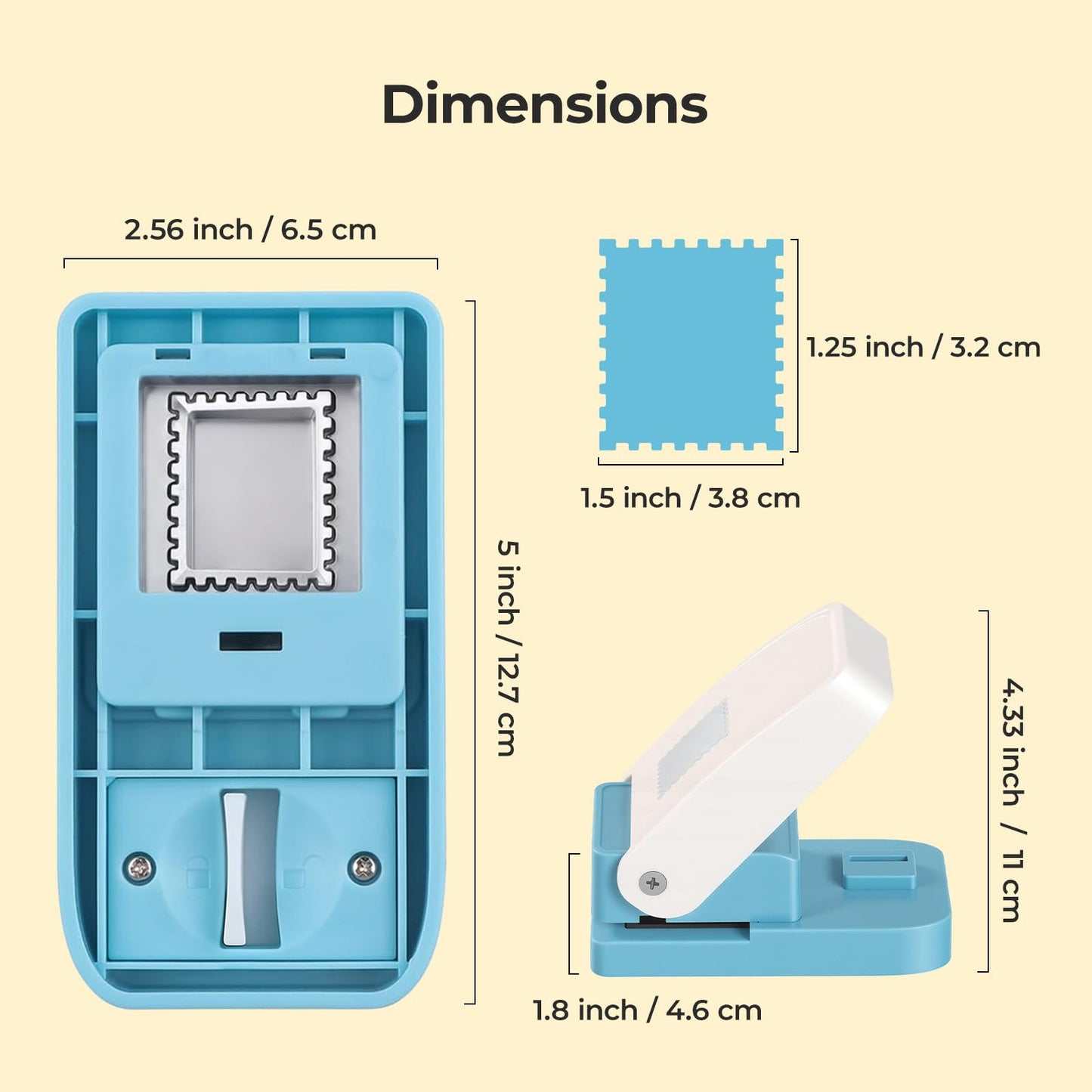 HTVRONT Large Stamp Punch, Postage Stamp Punch, Rectangular Stamps Shaped Paper Punch, Stamp Cutter Hole Punch for Paper Crafts, Scrapbook Supplies (1.5 * 1.25 inch)