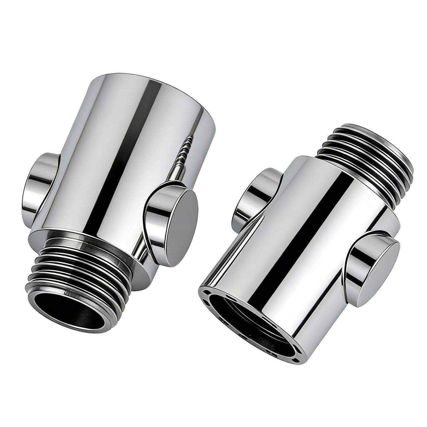 Shower Head Water Shut Off Valve - Pair Pack - Large Button - Water Flow regulator for Shower Hose or Bidet Sprayer - Bathroom & Kitchen water valve (Polished Chrome)