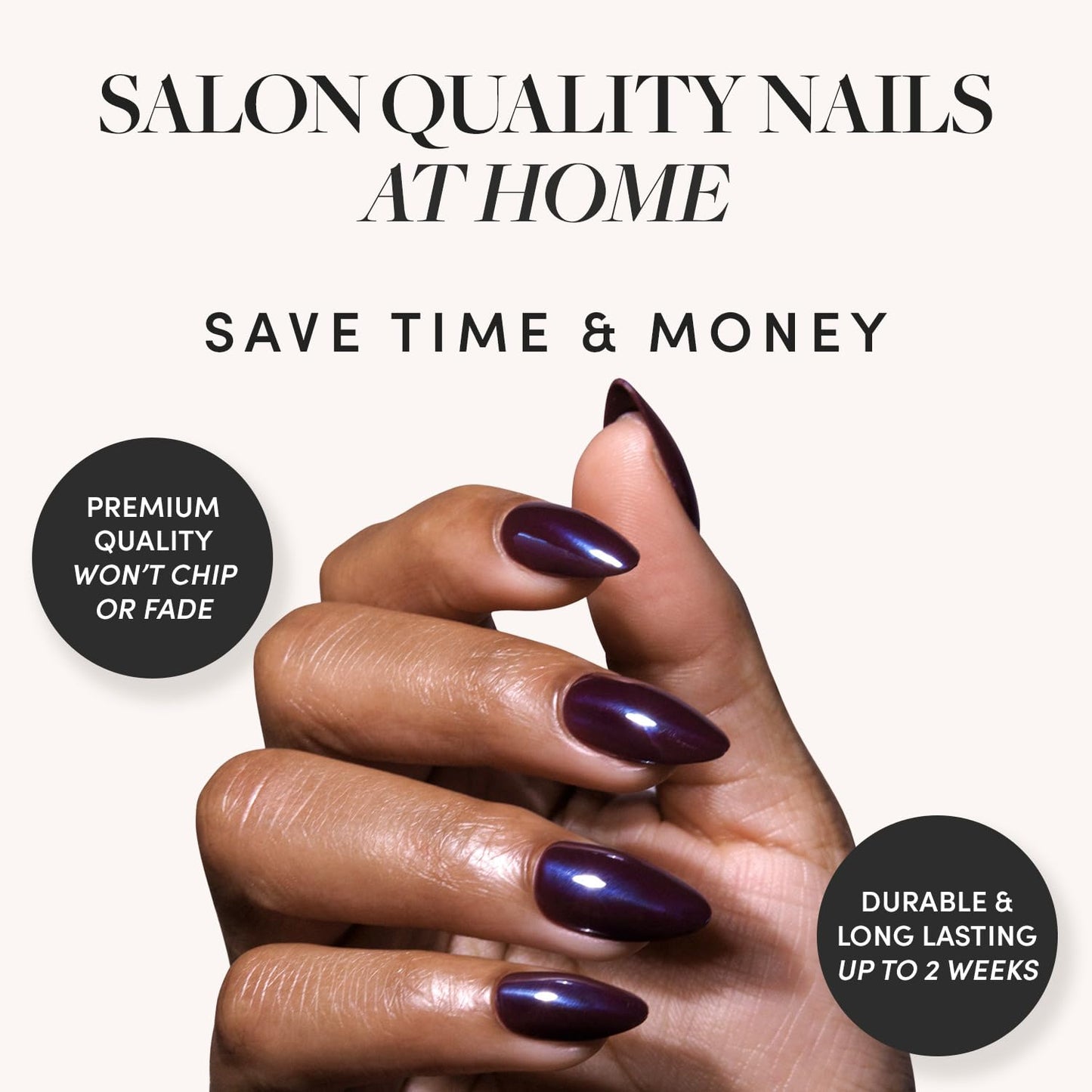 Glamnetic Press-On Nails Bundle - Burgundy Chrome, Cherry Mocha & Red Bottom | Short Almond Fake Nails with a Metallic Chrome Finish | Dark Red Medium Square Fake Nails with a Glossy Finish | Red Acce