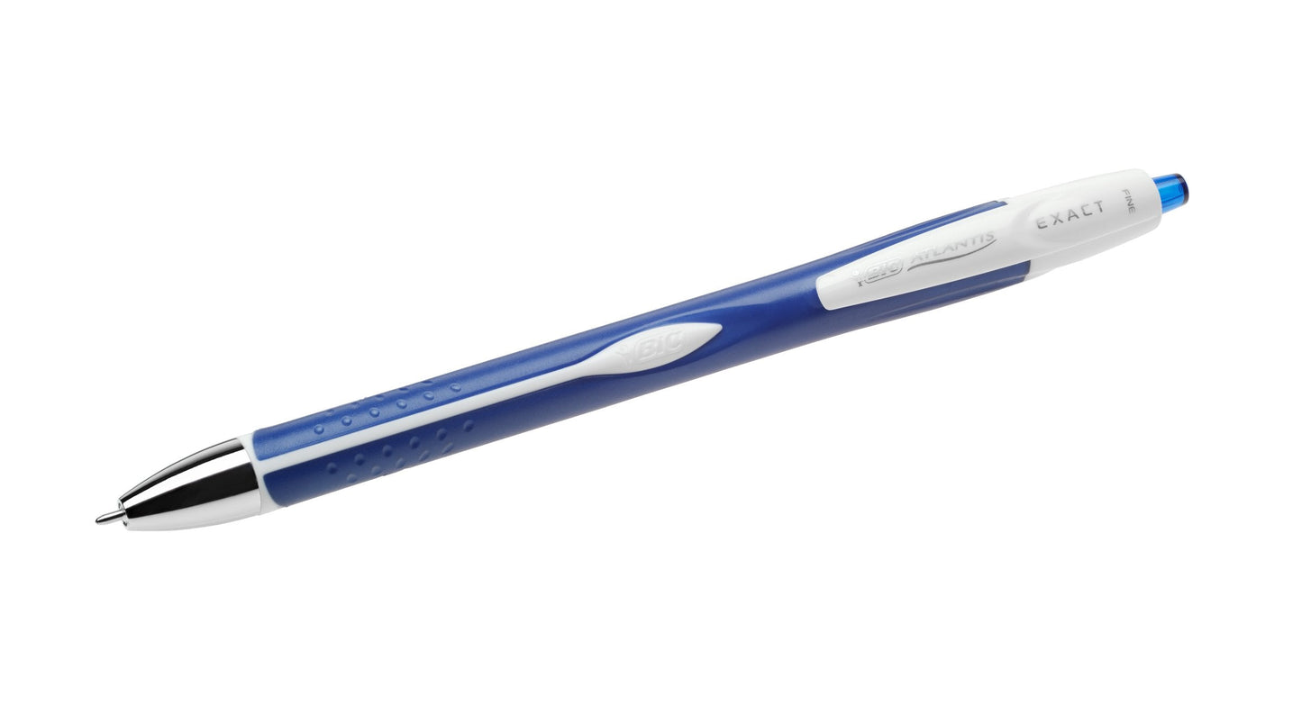 BIC Glide Exact Blue Retractable Ballpoint Pens, Fine Point (0.7mm), 12-Count Pack, Ultra Smooth Writing Blue Pens