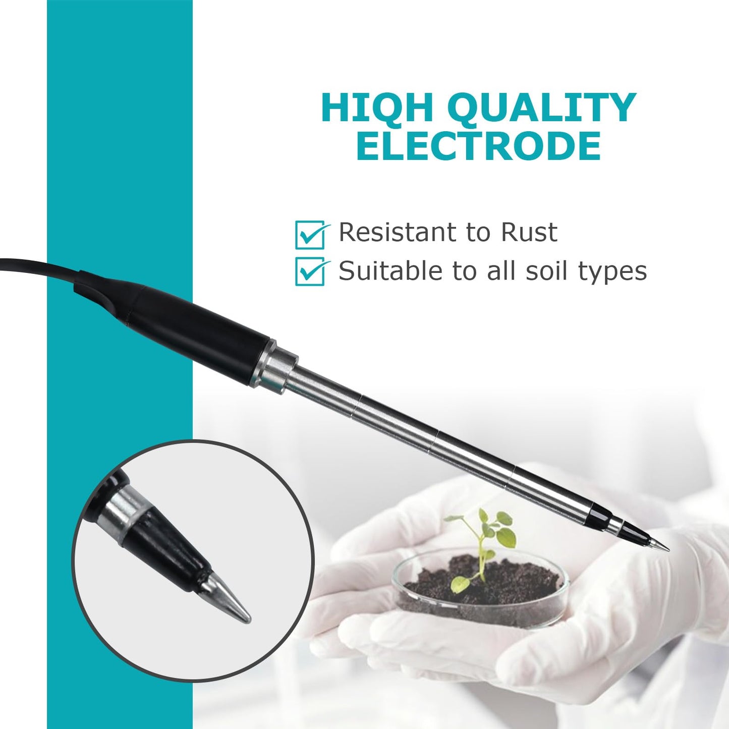 Digital Soil EC Meter 2-in-1 Porfessional Plants EC Temperature Tester Meter with Corded Sensor, Backlight LCD Display, Temperature Compensation, Easy Calibration for Soil Plants Lawn Nutrient Test
