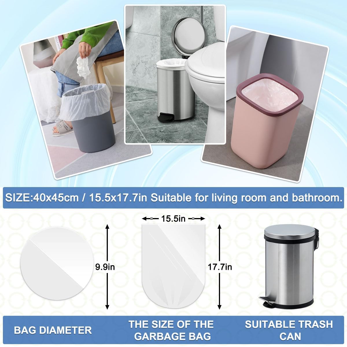 Bathroom Small Trash Bags 5 Liter (120 Count)