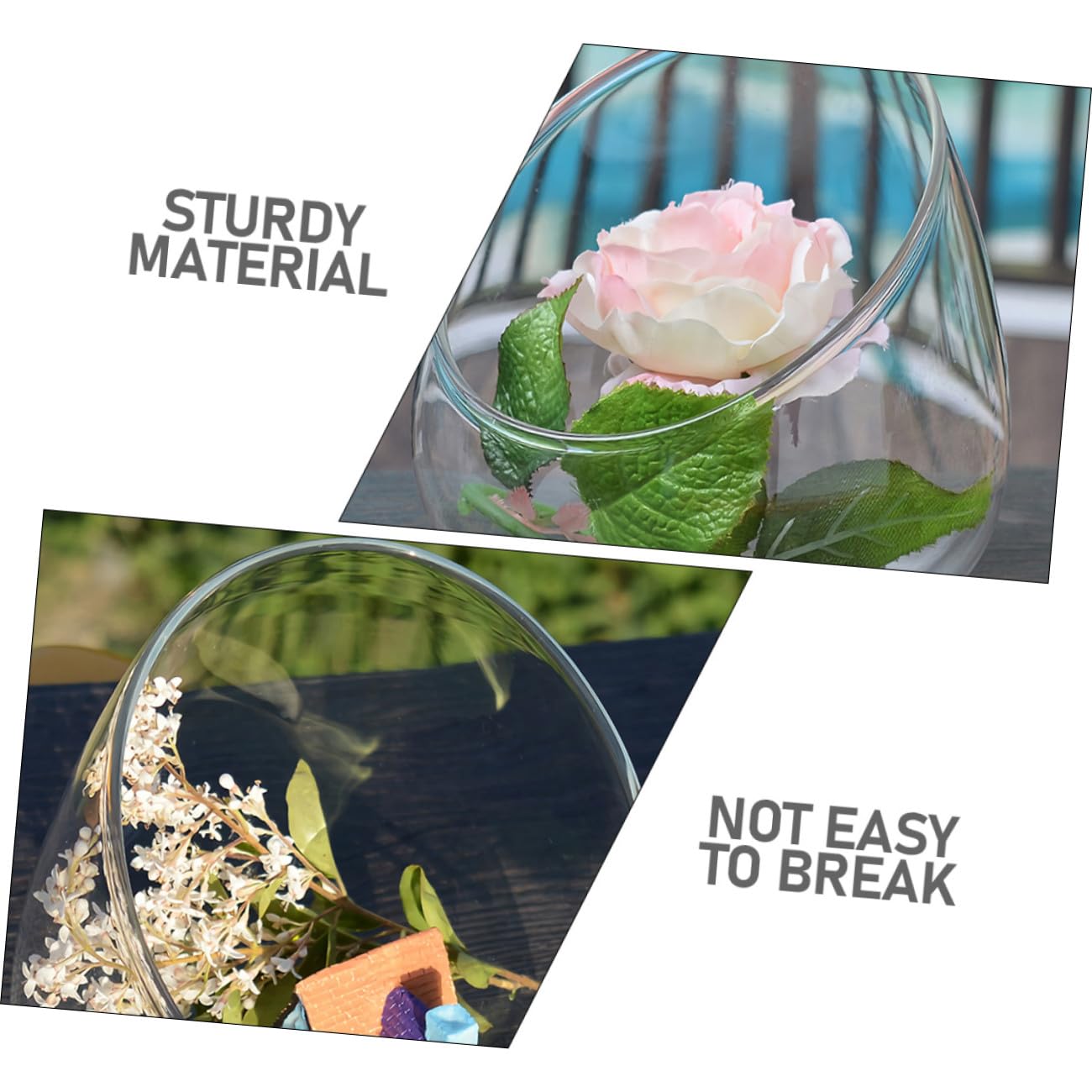 Toyvian Succulent Vase Set 3pcs Slant Cut Glass Ecological Bottles Micro Landscape Desktop Terrarium Containers for Home Office Decor