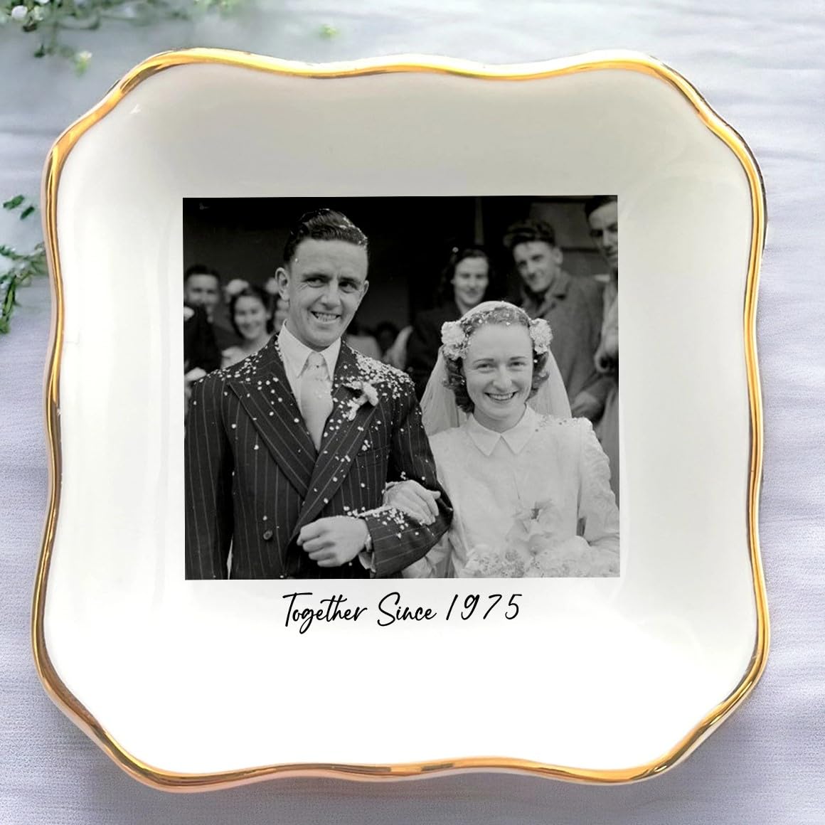 Anniversaree Custom Couple Portrait Polaroid Photo Ring Dish, Personalized Picture Jewelry Holder, Engagement Ring Dish, Wedding Trinket Tray Keepsake Valentines Gift for Her Him Wife Husband