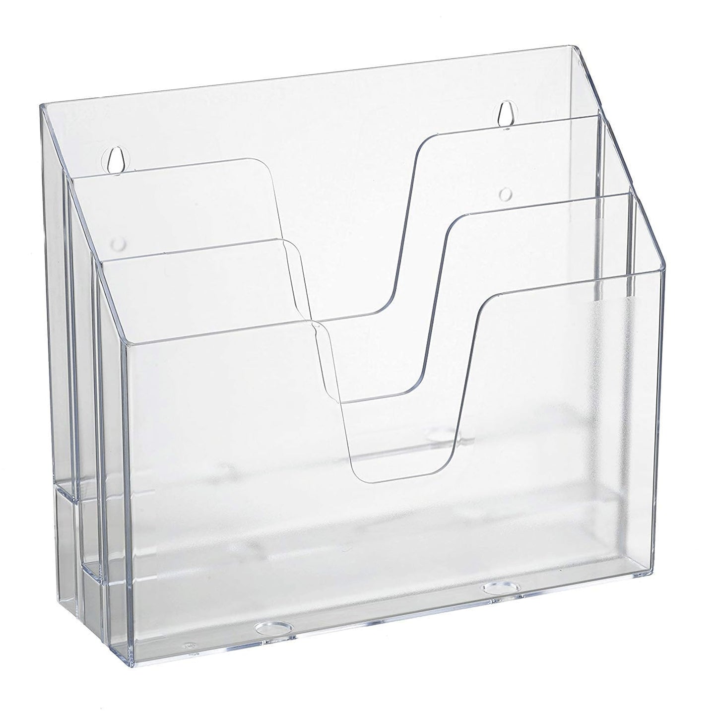 Acrimet Horizontal Triple File Folder Holder Organizer, Open Top Desktop Document Sorter for Letter Size Papers & Folders, Plastic (Clear Crystal)