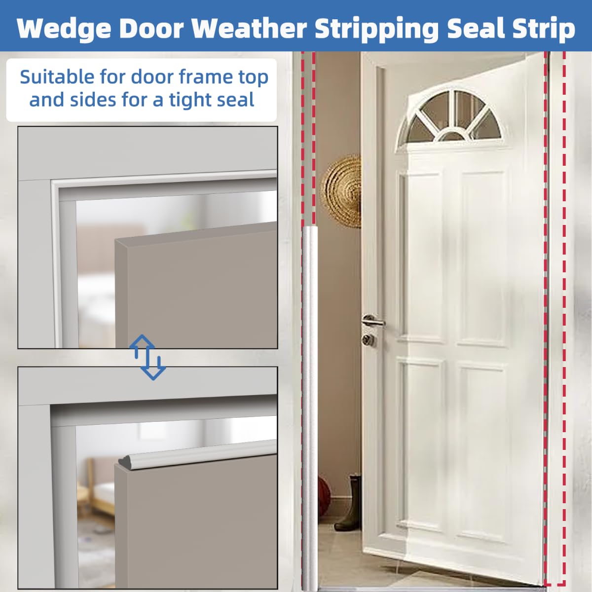 Wedge Shape Window Weather Stripping Door Frame Seal 3Pcs×196” Brown (49 Foot)