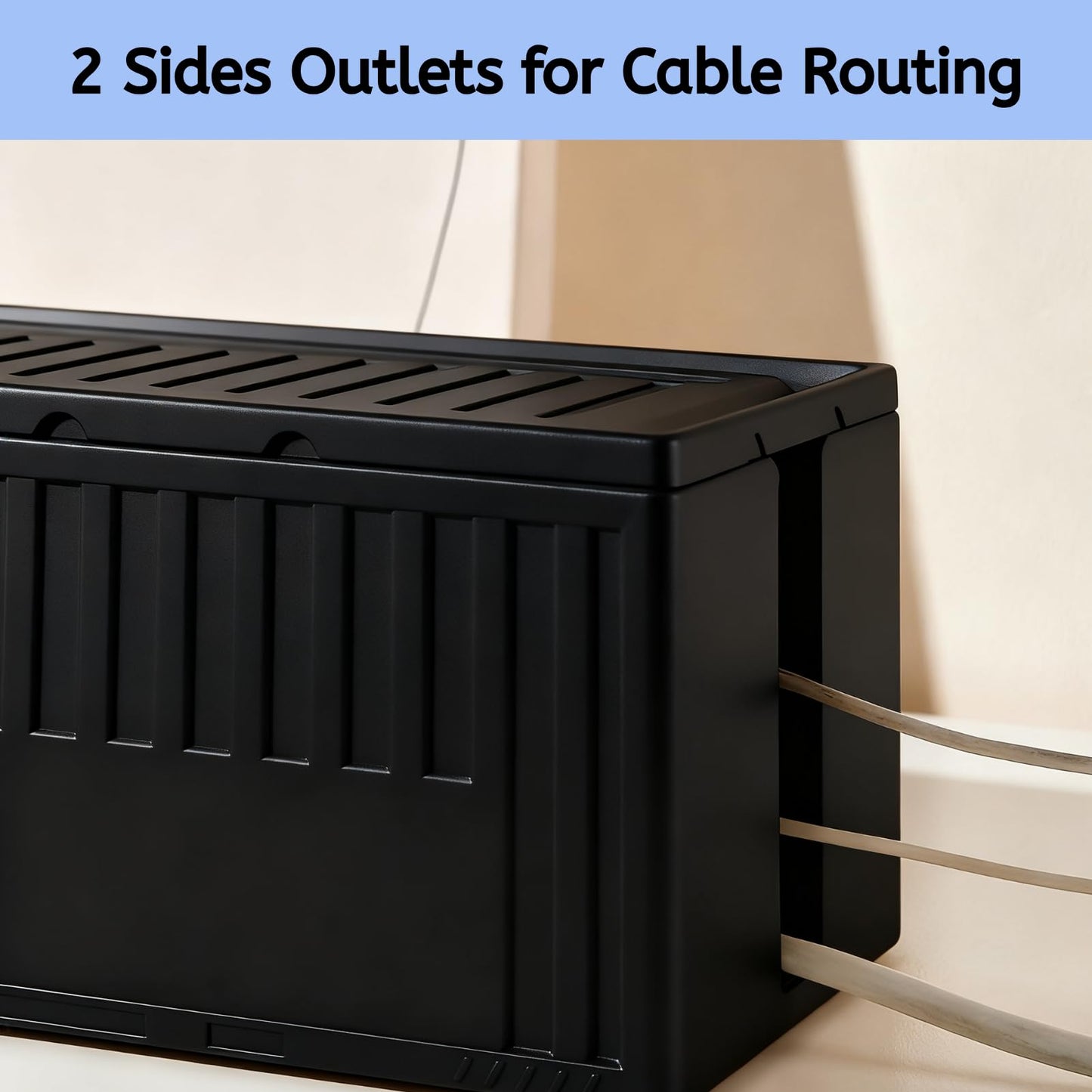 Cable Box - [142Pcs] Cable Management Kit, Medium Cord Hider Box to Conceal Power Strip Holder on Desk or Floor, Under Desk Cable Management Kit Cable Organizer Box, TV Cord Organizer Box, Black