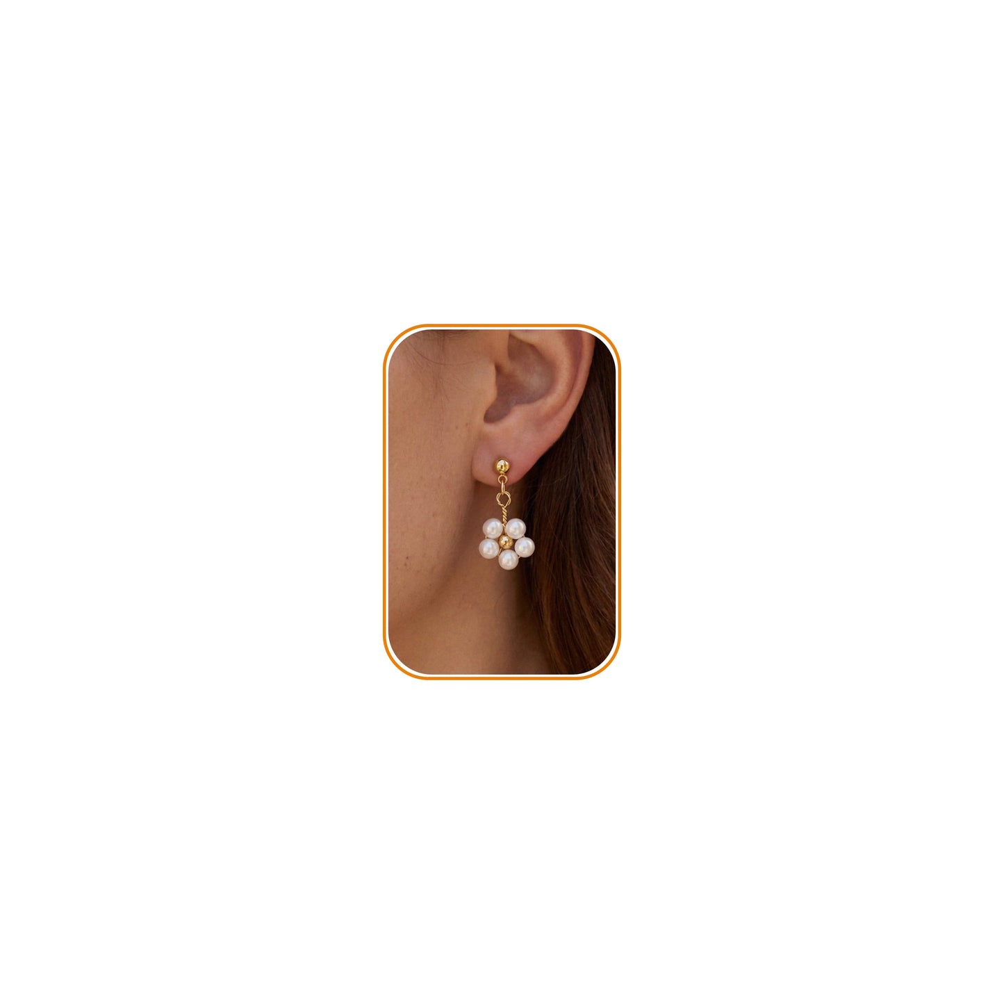 BSGRL Pearl Earrings - 14k Gold Plated Cute Daisy Flower Drop Pearl Earrings for Women