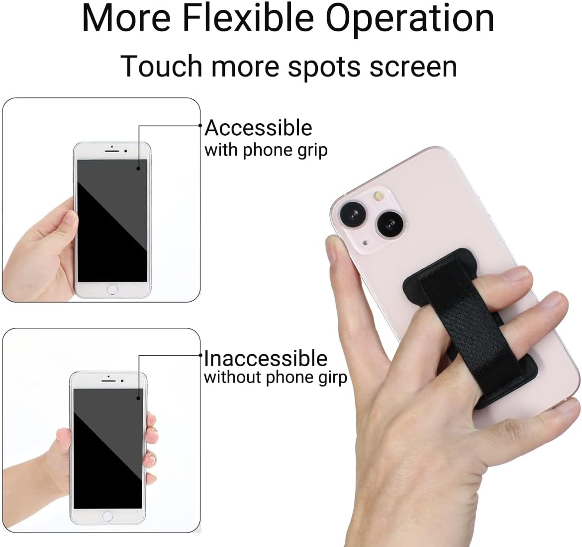 Phone Grip Holder for Hand, Universal Finger Strap Phone Holder, Finger Selfie Grip Compatible with Most Smartphones (Light Blue) - 2Pack