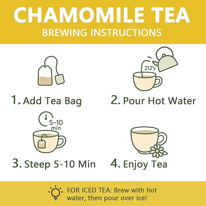 Chamomile Tea Bags – 60 Bags Sleepytime Tea – Naturally Caffeine-Free Herbal Tea – Light Floral Flavor with a Smooth Finish – Perfect for Unwinding, Day or Night