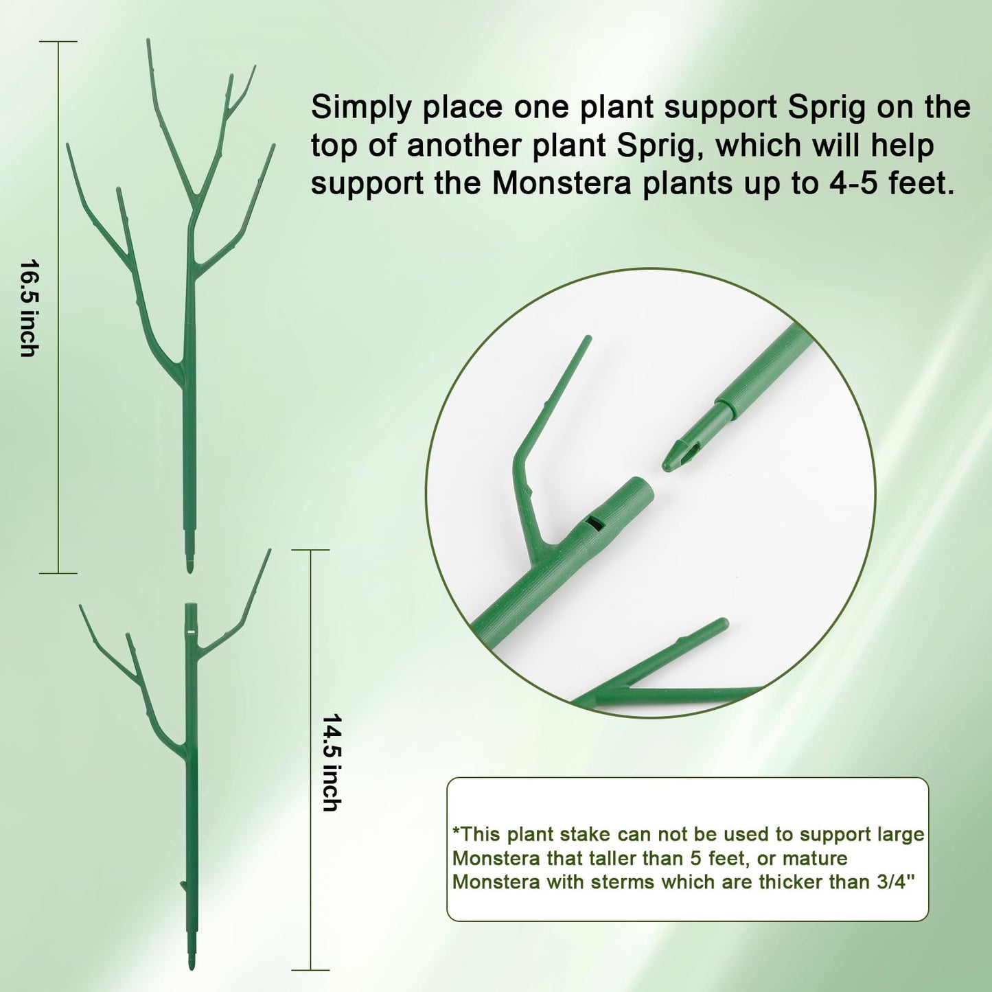 Qaobo 10 Pack Stackable Plant Support Stakes, Climbing Plant Support Structures for Monstera, Pothos, Philodendron Garden Plant Stakes for Indoor Outdoor Plants