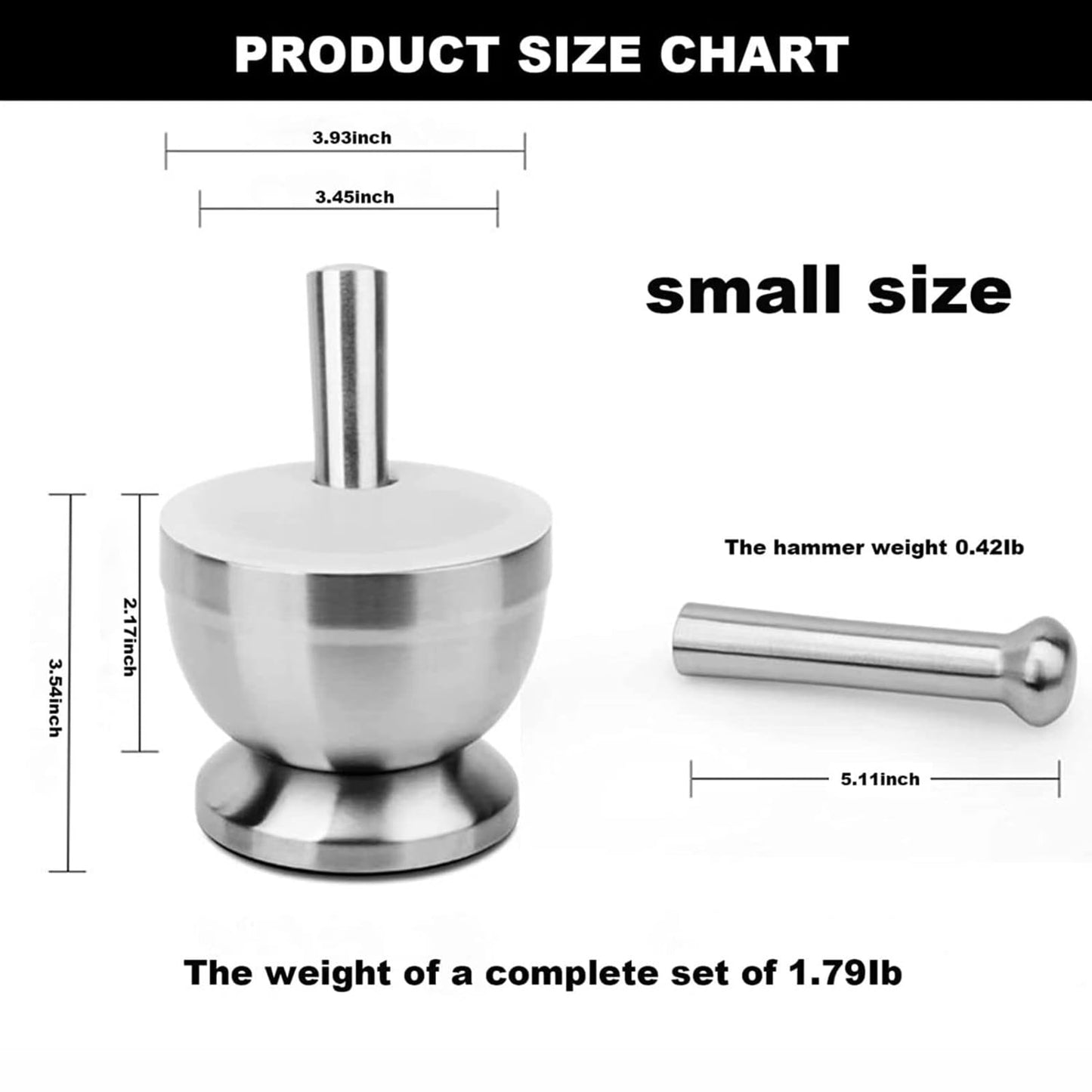 VABX-Purple Stainless Steel Mortar and Pestle Set with Lid and Anti Slip Base for Spice Medicine Grinder Coffee Bean Crusher(Small)