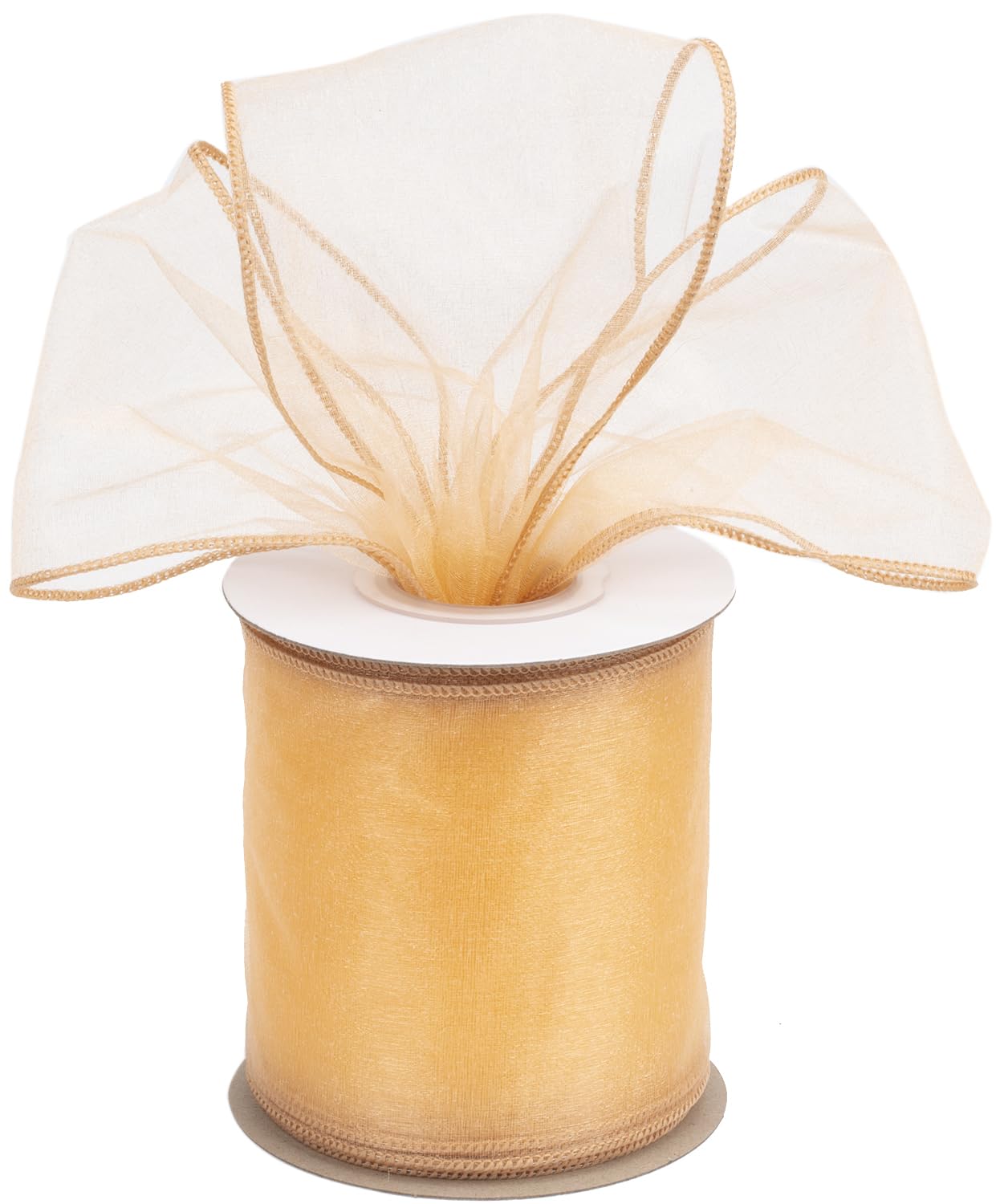 Joycrosso 4 Inch Gold Wired Organza Ribbon - 20 Yards Sheer Decorative Ribbon for Gift Wrapping, Wedding Decor, Christmas Tree, Crafts & DIY Projects