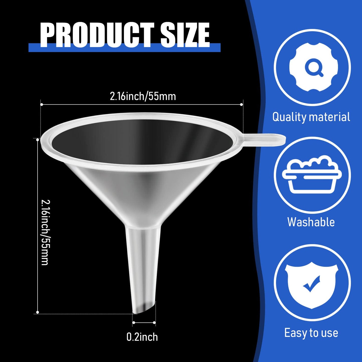 Hoolerry 100 Pcs Small Funnel for Filling Small Bottles Clear Plastic Mini Funnels for Lab Bottles Essential Oils Sand Art Bottle Skin Products Perfumes Spices (2.16'')