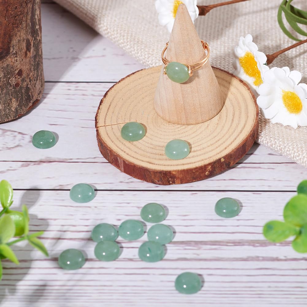 Fashewelry 50Pcs Natural Green Aventurine Cabochon Stone Half Round Beads 10mm Tiny Flat Back Gemstone Chakra Healing Crystal Cover Cabs for Jewelry Making