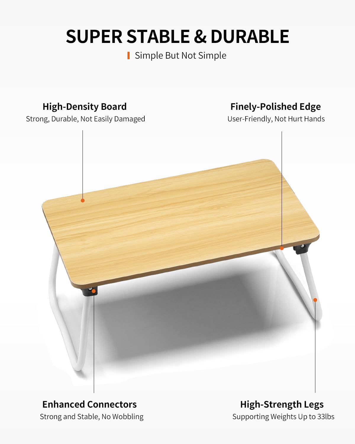 FISYOD Foldable Lap Desk, Laptop Bed Desk, Portable Bed Table, Laptop Stand for Bed & Couch, Lightweight & Mini - Oak