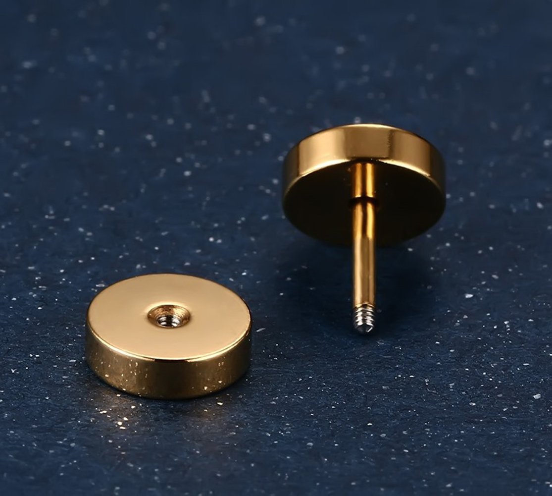 Xusamss Punk Body Piercing Titanium Steel Round Barbell Stud Earrings