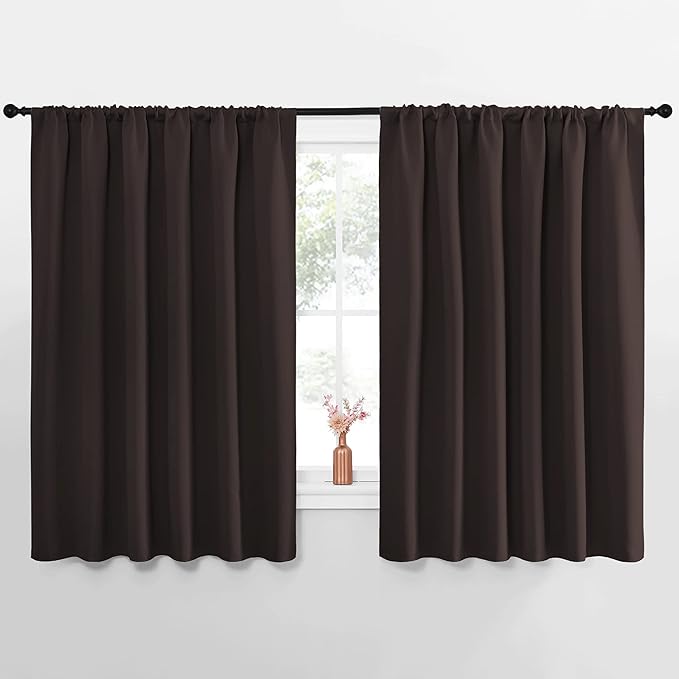 NICETOWN Blackout Curtains for Bedroom, Blackout Curtain Panels, Toffee Brown, 1 Pair, 62 by 63-inch, Window Treatment Energy Saving Thermal Insulated Solid Rod Pocket Blackout Drapes/Draperies