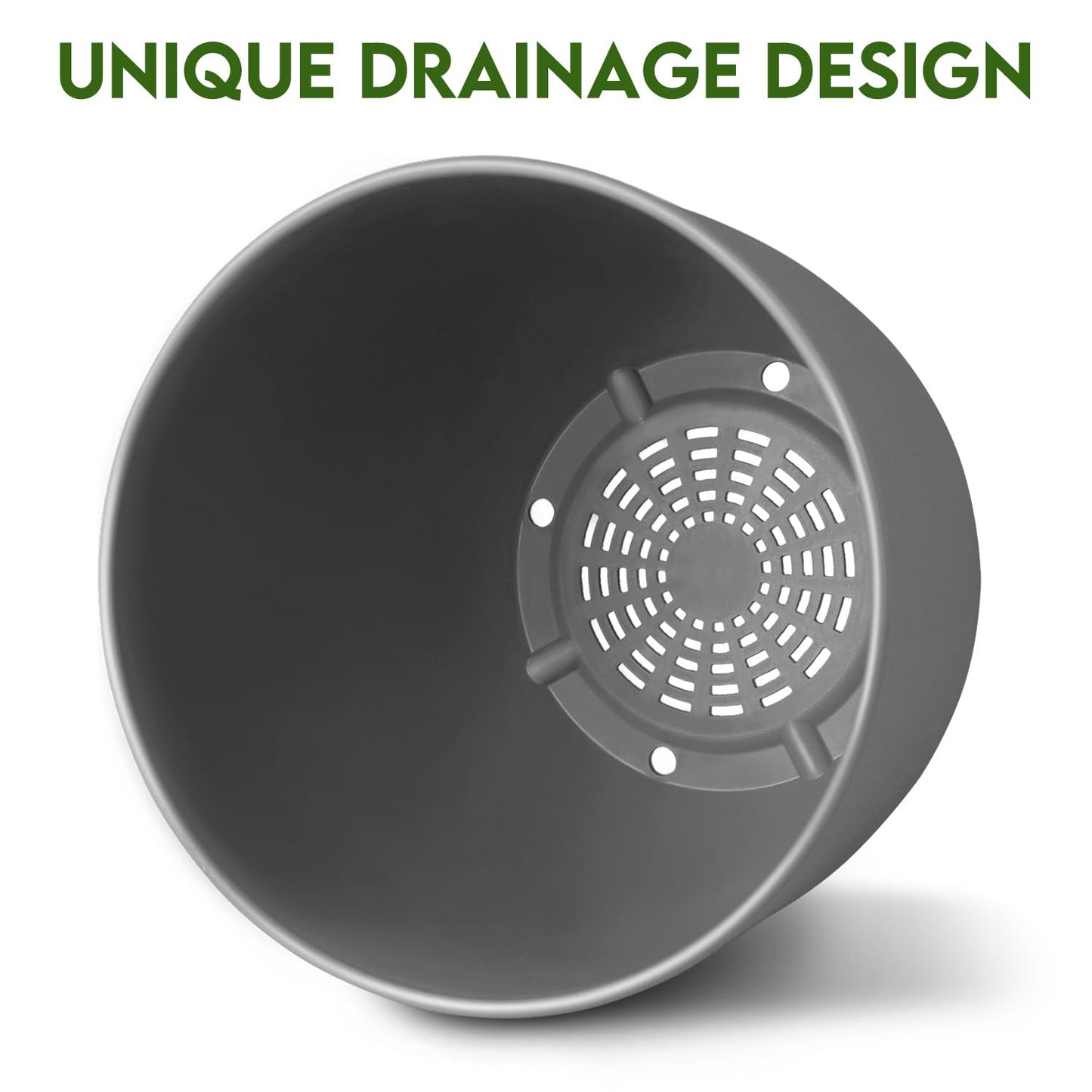 Plant Pots 8 Inch Set of 2, Flower Pots with Multi Mesh Drainage Holes