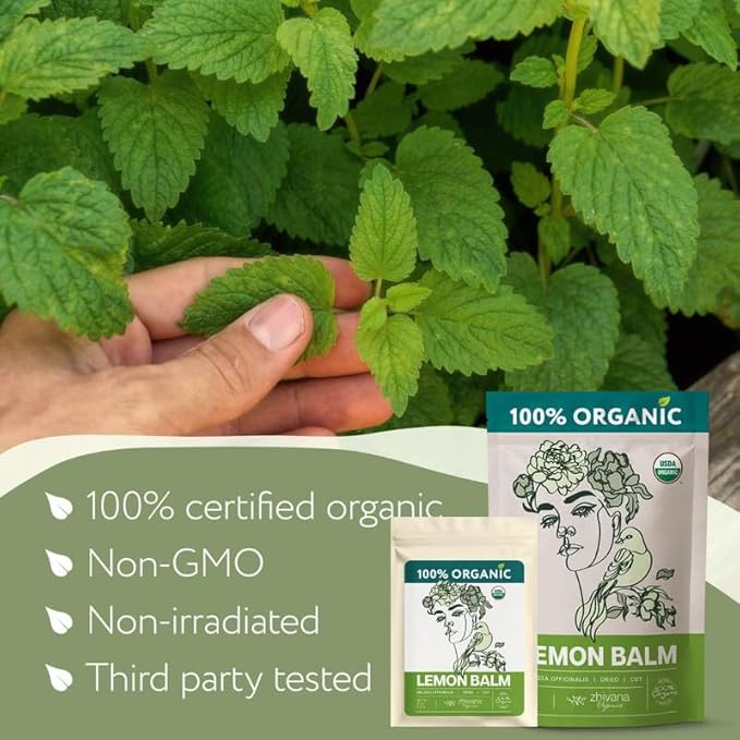 Organic Lemon Balm Leaves (4oz.) - Lemon Balm Tea Organic - Loose Leaf Melissa Tea - Te de Tolonjil - Natural Support for Stress Response, Sleep, Digestion
