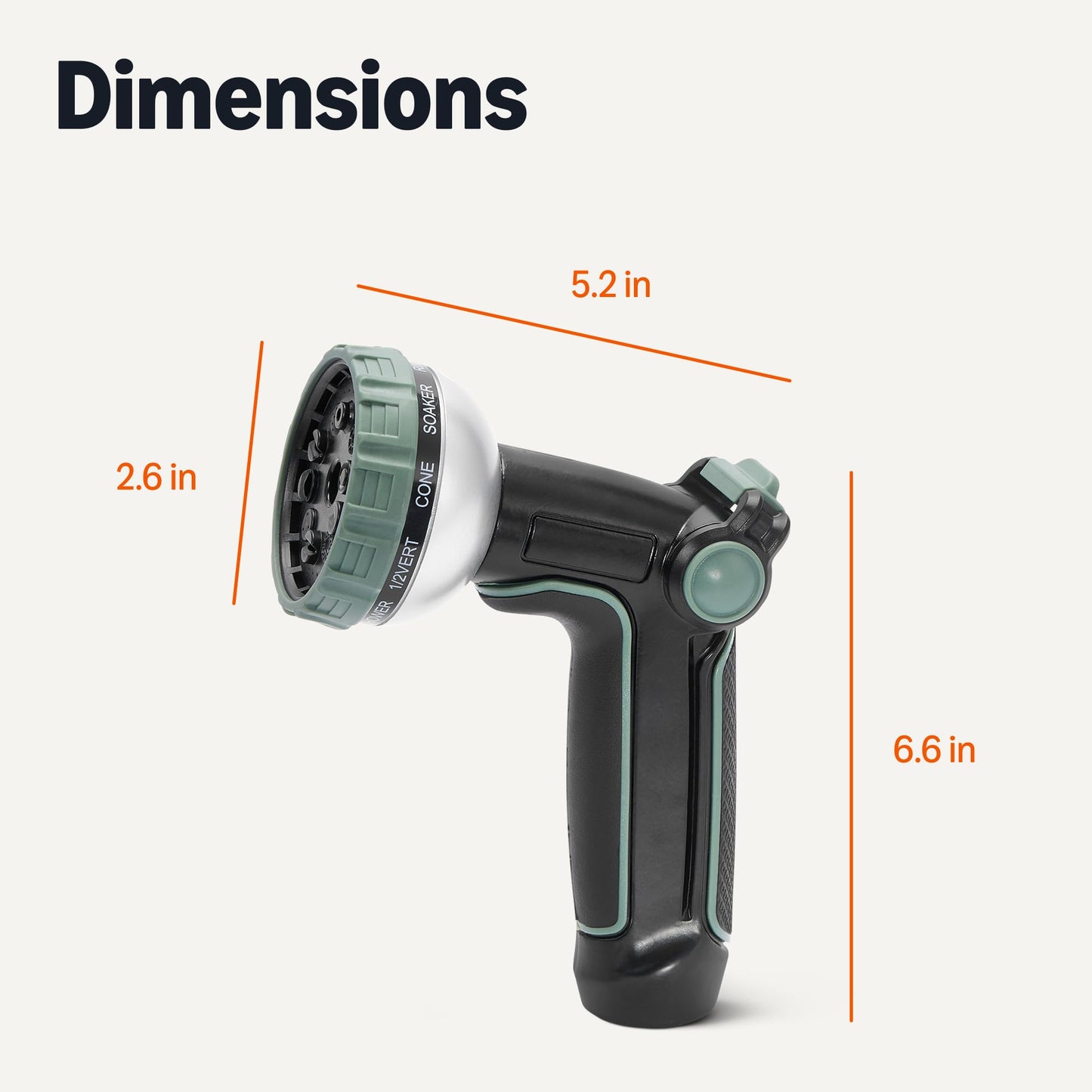Amazon Basics 10 Spray Patterns Garden Hose Nozzle with Rotating Head, Black
