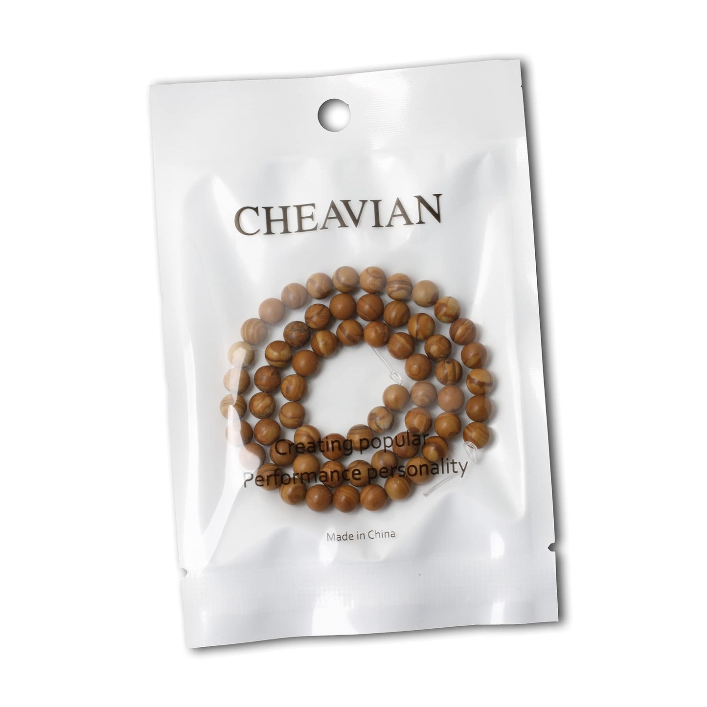 CHEAVIAN 60PCS 6mm Natural Woodgrain Jasper Round Loose Beads for Jewelry Making DIY Bracelet Necklace Materials 1 Strand 15"