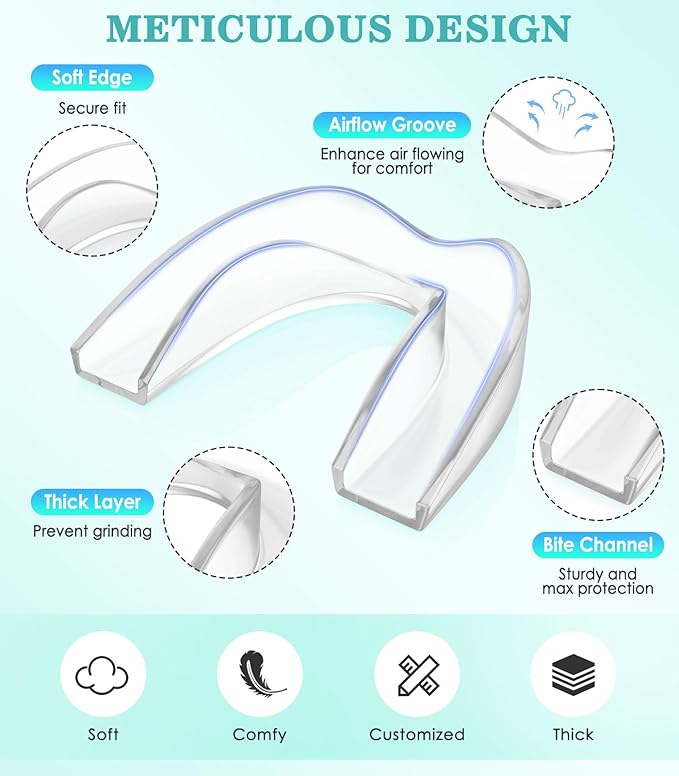 Mouth Guard for Grinding Teeth at Night,Upgraded Safety EVA Material, Night Guards for Teeth Grinding, Large (4 Pack),Transparent