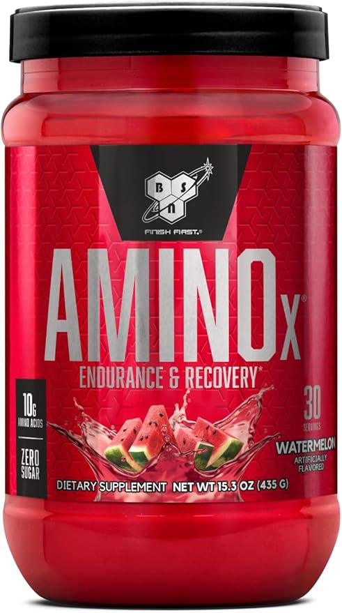 BSN Amino X Muscle Recovery & Endurance Powder with BCAAs, 10 Grams of Amino Acids, Keto Friendly, Caffeine Free, Flavor: Watermelon, 30 servings (Packaging may vary)