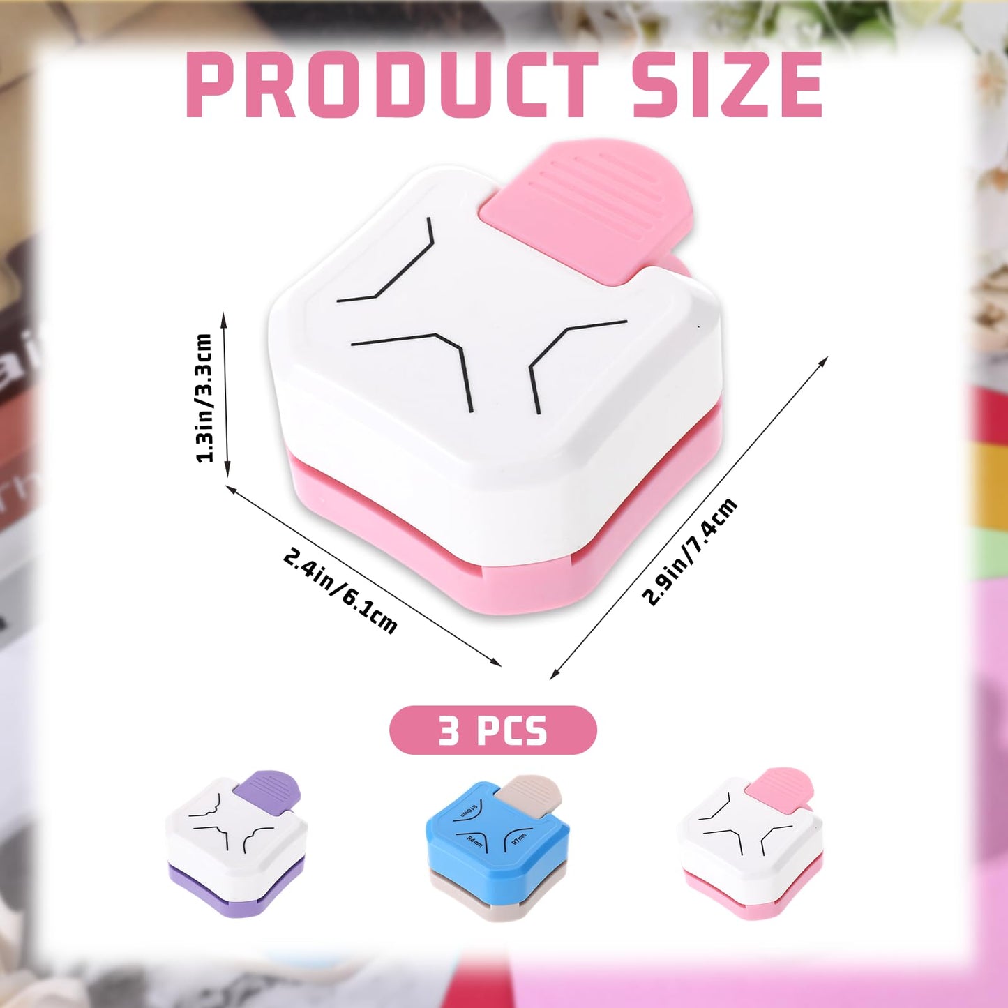 3 Pcs Corner Rounder Punch 3 in 1 Paper Corner Cutter (R4mm, R7mm, R10mm) Round Corners Cutter Rounder for Cardstock Envelope Laminate DIY Card Making Paper Crafts Scrapbook Supplies