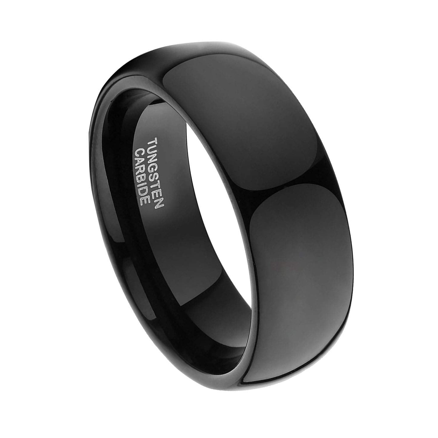 TRUMIUM 8mm Black Ring Band Tungsten Wedding Band for Men Women High Polished Dome Comfort Fit Size 14