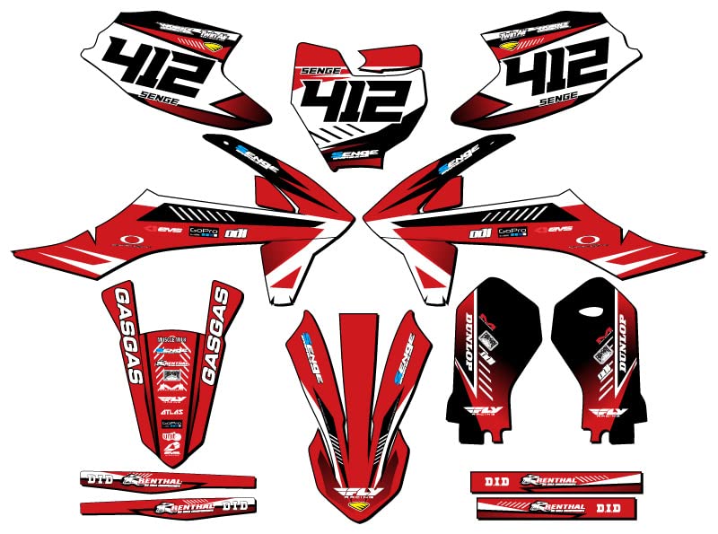 2021-2024 MC-E 3 Surge Red Senge Graphics Complete Kit with Rider I.D. Compatible with GASGAS - color: Red, size: Complete Kit With Rider I.D.