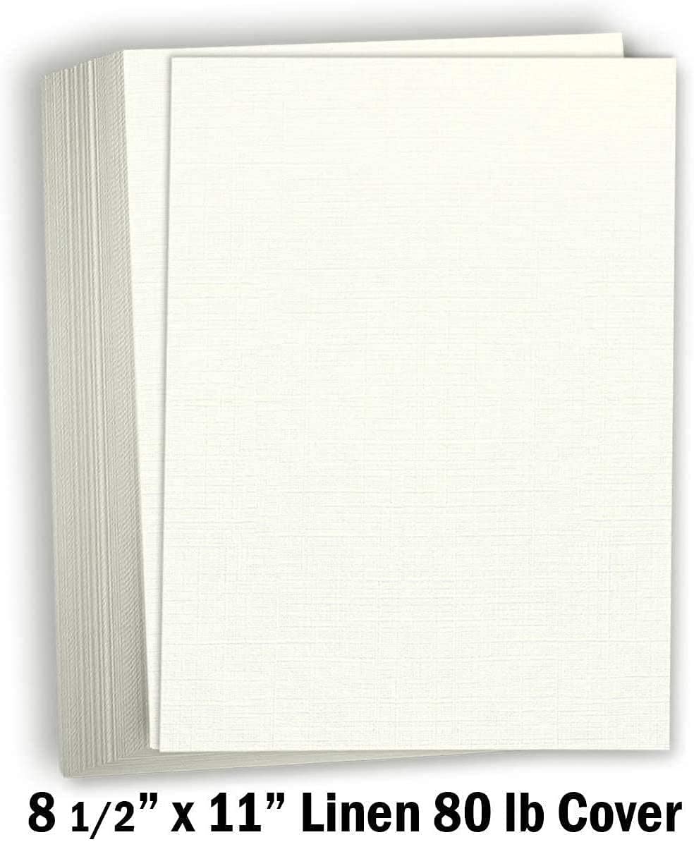 Hamilco Linen Textured Cardstock Paper – 8 1/2 x 11" Blank Thick Heavy Weight 80 lb Cover Card Stock for Printer - 50 Pack (Natural)