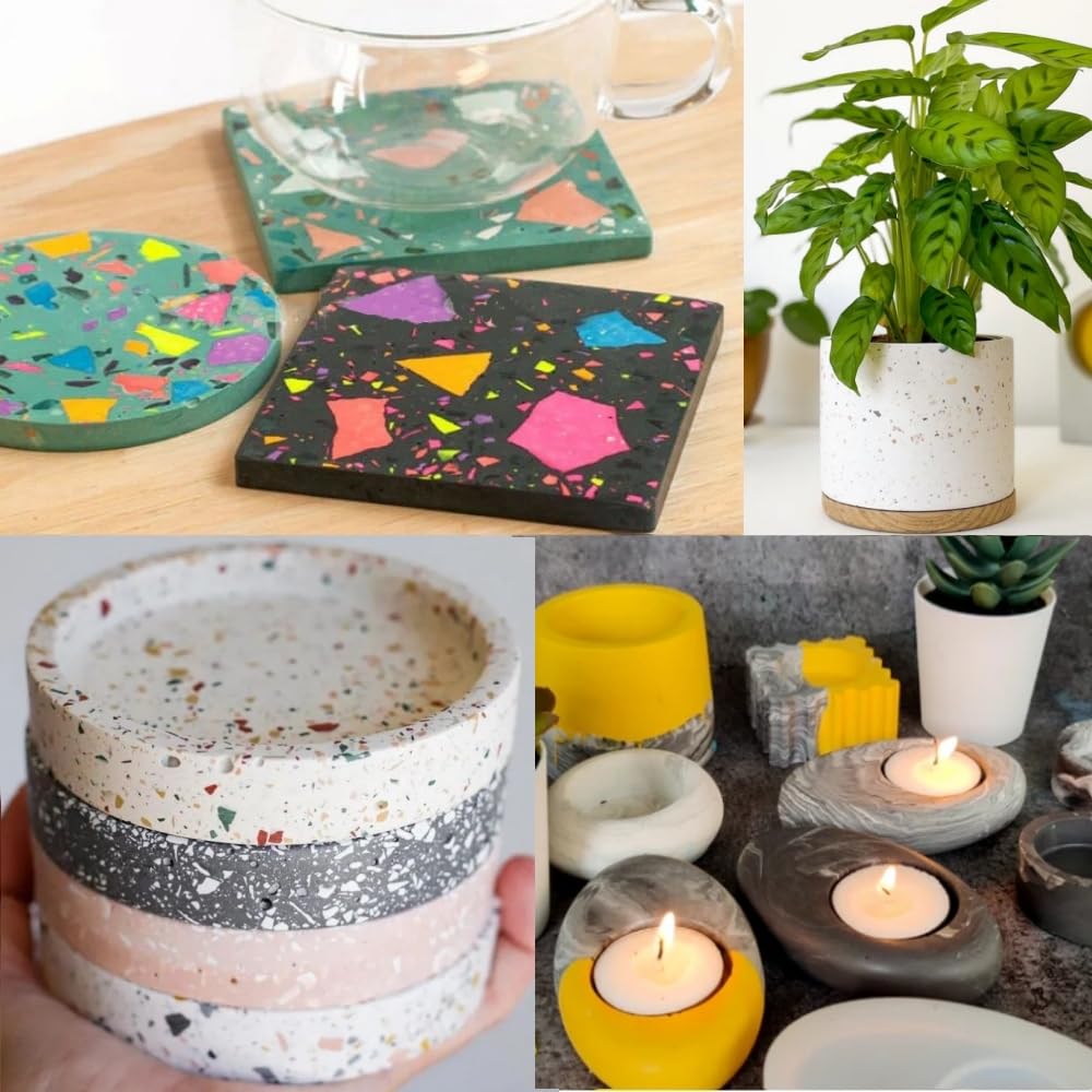 Wealike Eco Resin Casting Powder 6.6lbs/3000G,Water-Based Ceramic Resin Plaster with 6PCS Pigments,20-30 Minutes Demold.Easy Mix for Home Decor &DIY Art