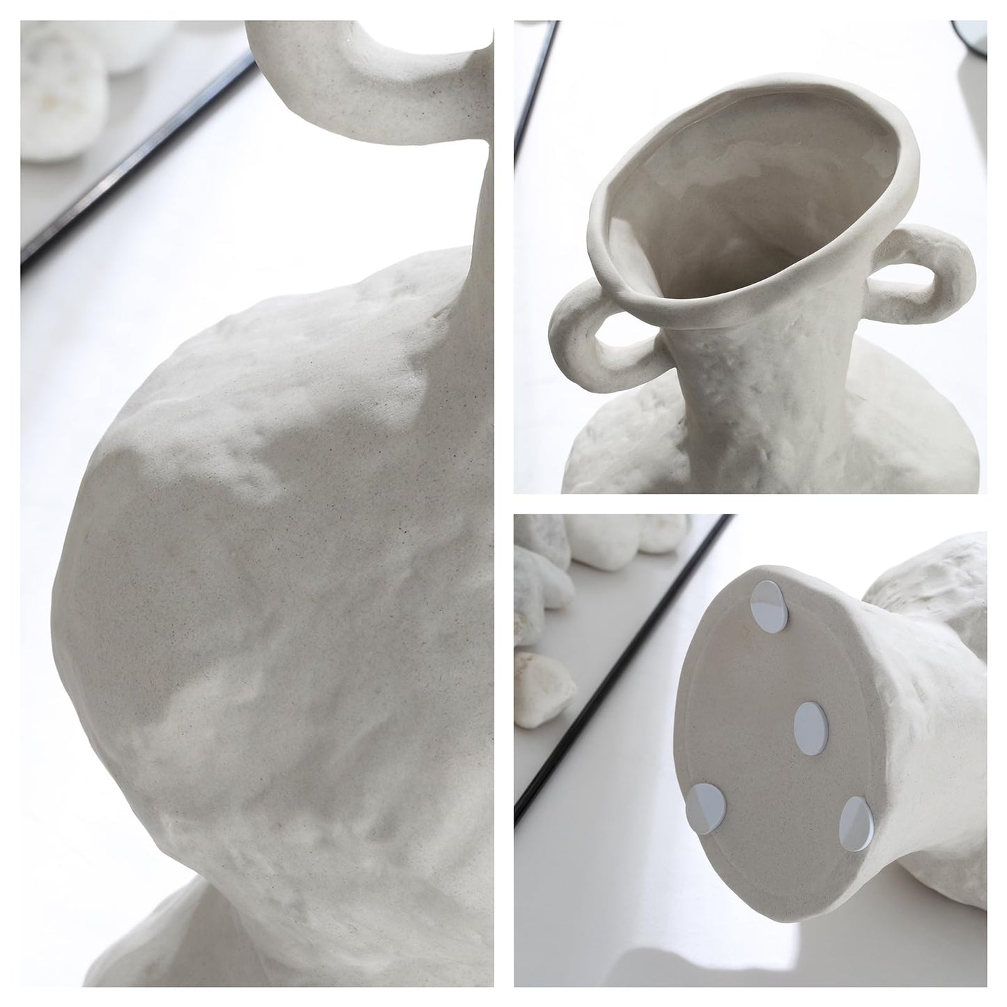 BUICCE Handmade Rustic Ceramic vase for Flowers Unique Decorative Pottery Vase for Farmhouse Home Office Decor