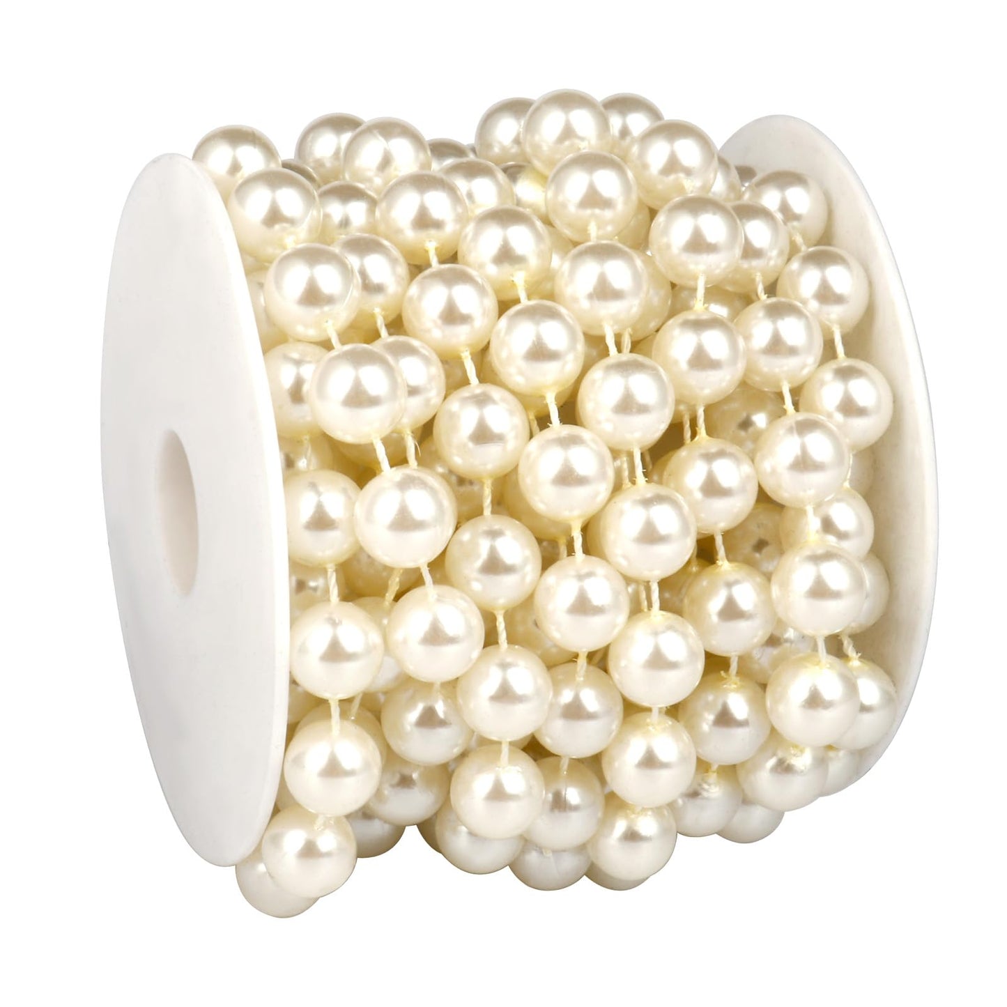 16.4 FT Pearl Beads Garland for Decoration, 12MM Ivory Craft Pearl Beads String Roll Spool for DIY Craft Wedding Party Christmas Tree Decoration