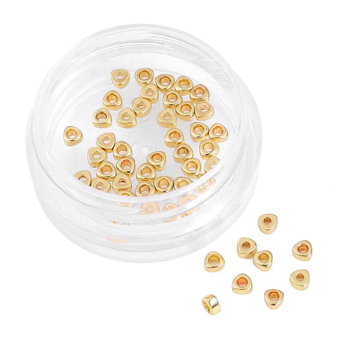 BEADIA 14K Gold Plated Triangle Spacer Beads 2.5x1.5mm 50pcs for Jewelry Making Findings Non Tarnish