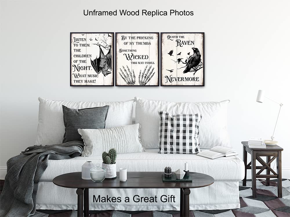 Gothic Edgar Allan Poe Decor - The Raven Wall Art - Dracula, Wicca, Vampire Bat, Witch, Witchcraft, Black Magic Supplies - Classroom Decor - Wiccan Pagan Gift - Creepy Spooky Medieval Goth Poster