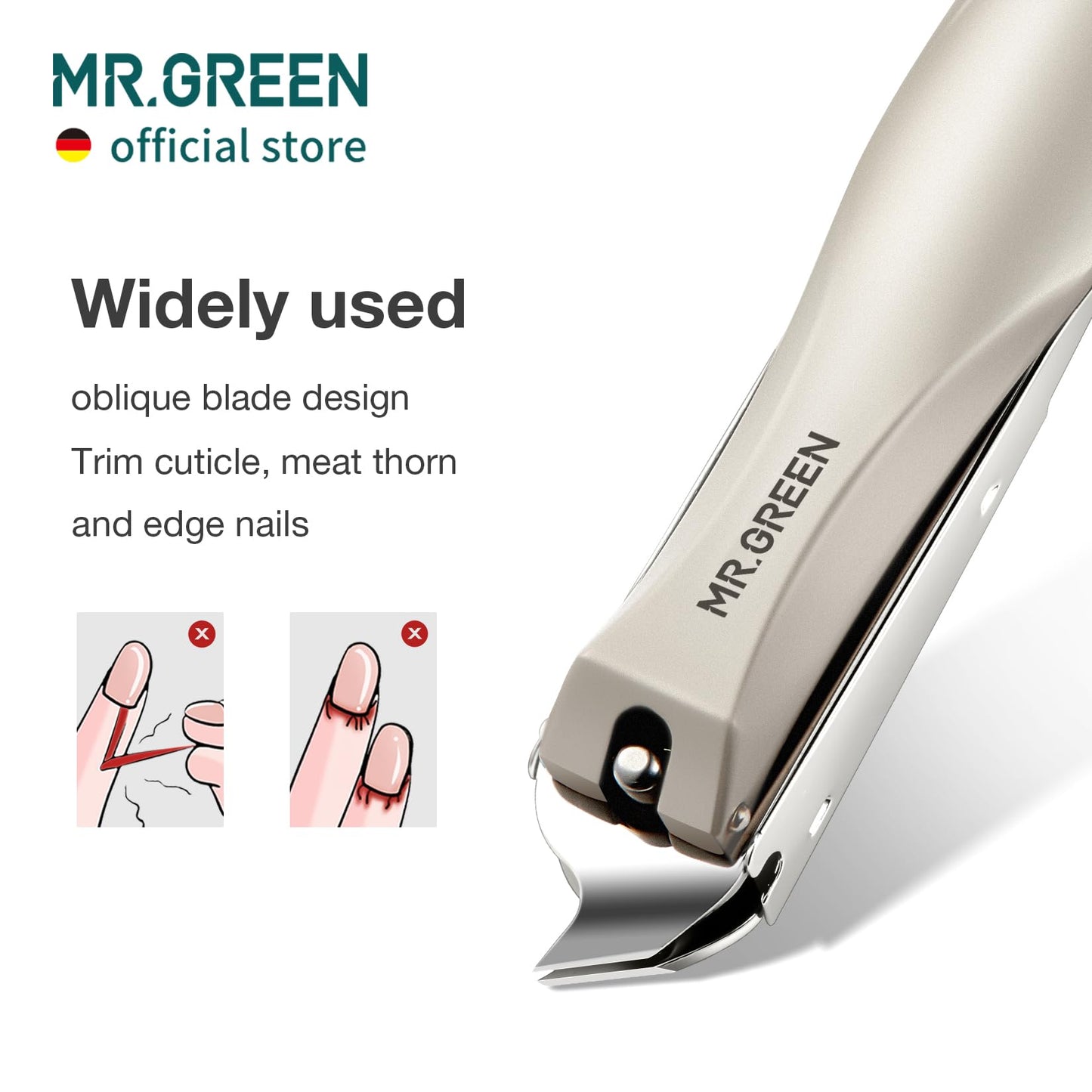 MR.GREEN Slanted Edge Nail Cutting Clippers Cuticle Nippers Tool Stainless Steel Dead Skin Oblique Tip Trimmer Manicure Scissors (Mr-1127 (Small))