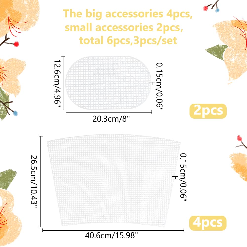 WADORN 2 Sets Clear Mesh Plastic Canvas Sheets for Embroidery, Blank Needlepoint Canvas Sheets for Crochet Bucket Bag Making Acrylic Yarn Knit Crochet Projects DIY Handmade Bag Weaving Kit, White