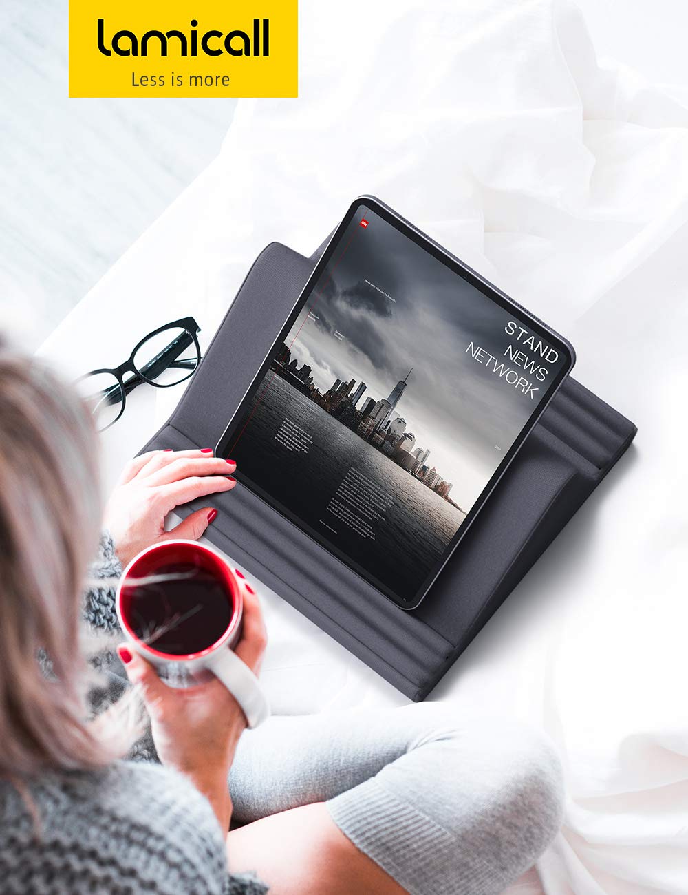 Lamicall Tablet Pillow Stand, Pillow Soft Pad for Lap - Tablet Holder Dock for Bed with 6 Viewing Angles, Great Gifts, for 4-13" Tablets, Like iPad Pro 11, 13, Air, Mini, Kindle, Galaxy Tab, E-Reader